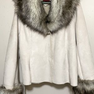 NWT Black Mountain Faux Fur Button Down Coat